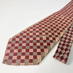 BURBERRY LONDON ノバチェック シルク ネクタイ レッド/ベージュ