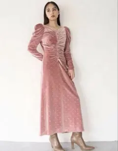 【たき様専用】SNIDEL　スナイデル　 ベロア刺繍ワンピース　PNK
