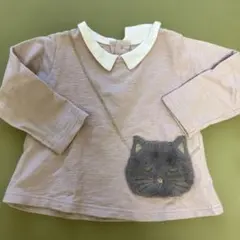 プチマイン　猫ポケット付き長袖カットソー100センチ