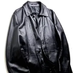 定価20万~【美品】CERRUTI 1881/ラムレザーステンカラーコート/羊革