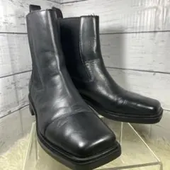 ZARA ザラ スクエアトゥ アンクルブーツ サイドゴアブーツ 黒 レザー 37