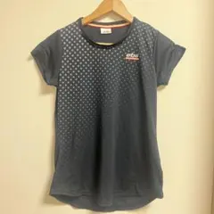 ellesse L レディース テニスウェア 半袖 Tシャツ ドット柄 ネイビー