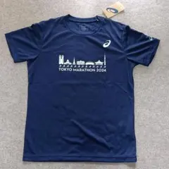 ASICS アシックス 2019年東京マラソン 紺色 DRY Tシャツ/サイズM