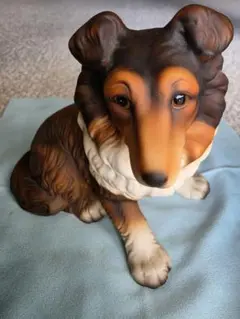 昭和レトロ 陶器製 コリー シェルティ 置物 犬 フィギュア 名犬