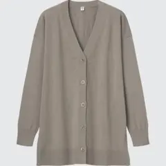 uvカットvネックロングカーディガン　UNIQLO カーキ
