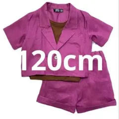 【新品】子供服120cm リネンセットアップ+2wayリブタンクトップ