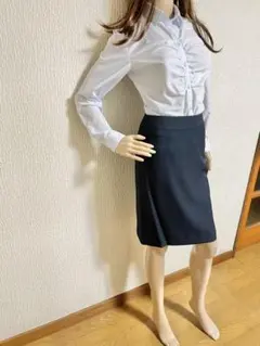 美品　EMMAJAMES スーツスカート　タイトスカート　ネイビー　紺色