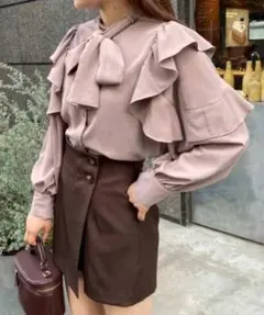 ナイスクラップ nice claup ボウタイ　ピンク　ブラウス