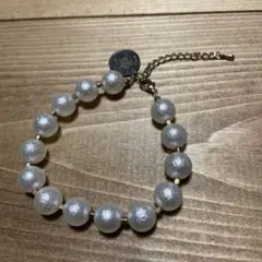 ハンドメイド　パール風ビーズ ブレスレット 調整可能