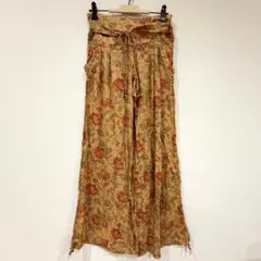 花柄ワイドパンツ オレンジ系 M相当 ゆったり 涼しい 春夏 Promod