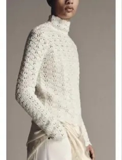 タグ付き新品★ZARAのコントラストニットセーター★Mサイズ★エクリュ色★完売品