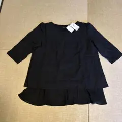 7部袖トップス　ブラック　Lサイズ