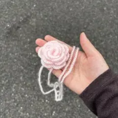 ハンドメイド 編み物 バラ チョーカー ブラック 黒