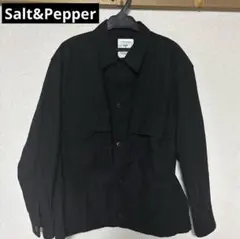 Salt&Pepper 黒 シャツ 2ポケット S ブラック 長袖
