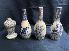 【訳あり】元禄期 : 1700年代★ 金継ぎ様に古伊万里　色絵鶴首瓶　御神酒徳利 訳あり】元禄期 : 1700年代☆ 金継ぎ様に古伊万里 色絵鶴首瓶