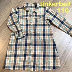 ティンカーベル チェック柄 ネルシャツ ワンピース チュニック 100 110