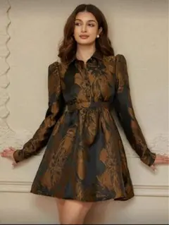 Aveloria Rosie ジャガード生地 Aラインロングスリーブドレス