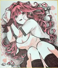 手描きイラスト　オリジナル　アナログ　素作　色紙　ボールペン　コピック　イラスト