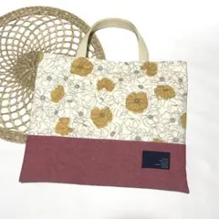 レッスンバッグ　通園バッグ　図書バッグ　絵本袋　入園入学　花　ハンドメイド