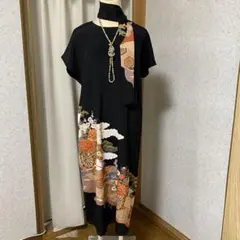 留袖 ワンピース ドレス フレアー袖 手書き友禅染 正絹 515 夢ちりめん