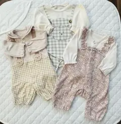 ベビー服まとめ売り　カバーオール 3枚セット保育園着　60〜70cm