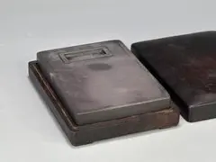 天然石 硯 木箱・木蓋付 書道具 文房四宝 小型硯 中国硯 - メルカリ
