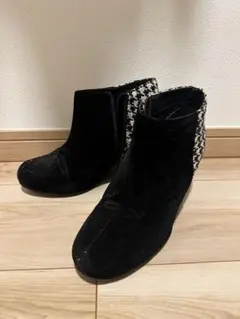 サイドファスナー ブーティ 千鳥柄 Mサイズ 23.0〜23.5cm