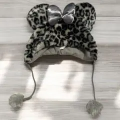 廃盤 ディズニー ミニー ファンキャップ ヒョウ柄 グレー シルバー ハート