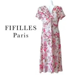 フィフィーユ ペイズリー柄 フロントツイスト ロングワンピース バックリボン