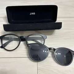 伊達メガネ（サングラスになるカバー付属）JINSケース付き