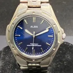 電池交換済 SEIKO セイコー アルバ ALBA QZ ブルー メンズ 腕時計