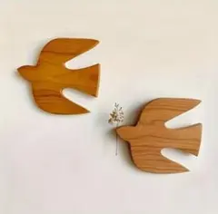 2個セット　木製 鳥 ウォールデコ インテリア 壁掛け 北欧風 壁飾り 328