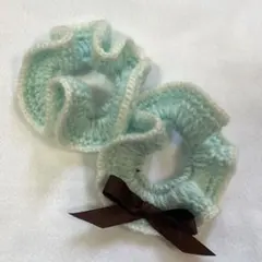 ミントグリーン シュシュ　推し活　ハンドメイド