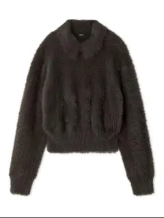 ミラオーウェン　ダークグレー 襟付き長袖セーター