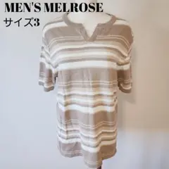MEN'S MELROSE ストライプ Vネック ニット Tシャツ 3 L相当