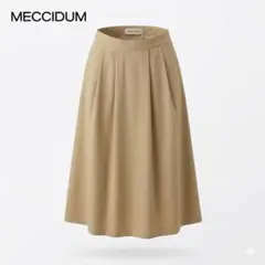 美品 MEDDUM タックフレアスカート 42 ゆったり ベージュ ストレッチのサムネイル