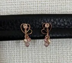 ハート型ローズゴールドイヤリング