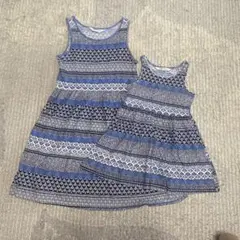 H&M 姉妹お揃いコーデ　ワンピース ノースリーブ 青系
