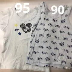 水色綿100%肌着セット ランニング90 & 半袖シャツ95サイズ