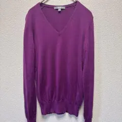 【UNIQLO】パープル Vネック ニット Mサイズ ウール100% レディース
