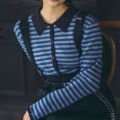 本日限定値下げ✳︎12Gフリルカフスリブカーディガン　ブルーL