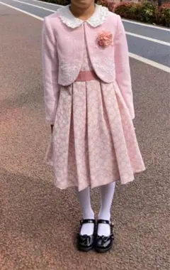 CHOPIN 130入園式卒園式発表会　フォーマル　ピンク花柄ワンピース