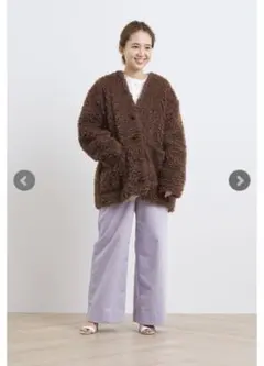 コーデュロイワイドパンツ 38 パープルのサムネイル