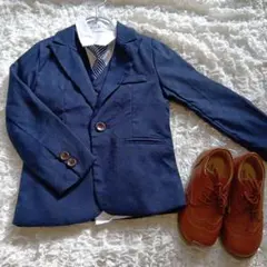 ネイビー スーツ 110cm ネクタイ付き5点セット