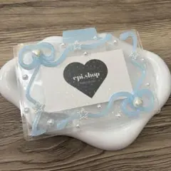 50♡ホイップデコ トレカケースデコ バレエコア リボン y2k 横向き 水色