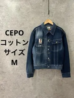 cepo/M/ Gジャン　デニムジャケット　ワッペン　ダークブルー
