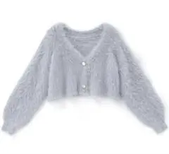 GRL シャギーニットVネッククロップド丈カーディガン[cu381]