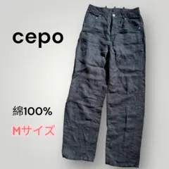 Cepoセポ デニムパンツ 薄手 リネン風 綿100％ 黒 Mサイズ