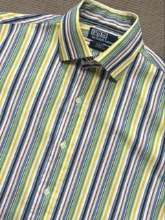 【美品】POLO by Ralph Lauren 長袖コットンストライプシャツ