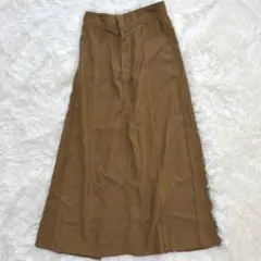 テラウェアエミュ ロングフレアスカート キャメル M 上品　きれいめ　楽ちん